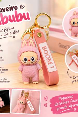 Chaveiro Coelhinho Rosa com Alça Decorativa BOOM