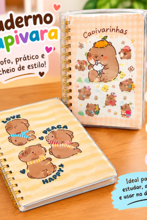 Caderno Capivarinhas Fofo – Espiral de Metal e Capa Dura