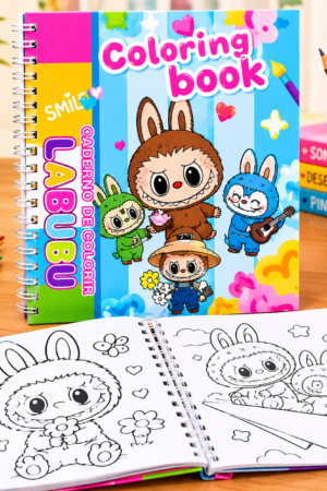 Caderno de Colorir Labubu com Espiral | Livro para Pintar Infantil
