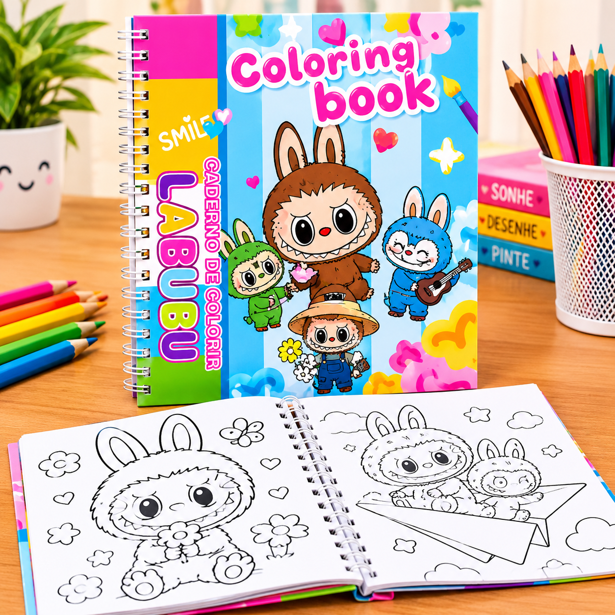 Caderno de Colorir Labubu com Espiral | Livro para Pintar Infantil