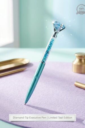 Caneta Executiva de Luxo com Cristal Diamante Azul - Edição Limitada