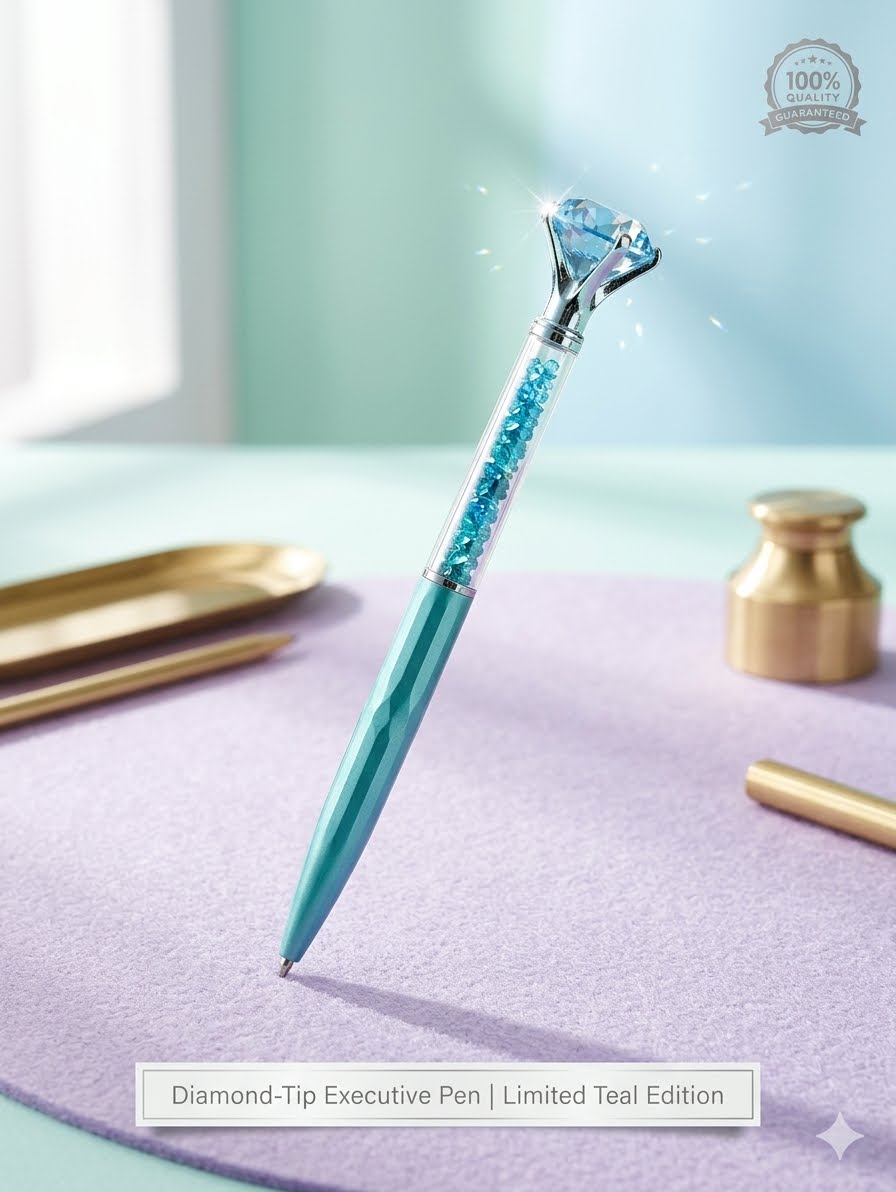Caneta Executiva de Luxo com Cristal Diamante Azul - Edição Limitada